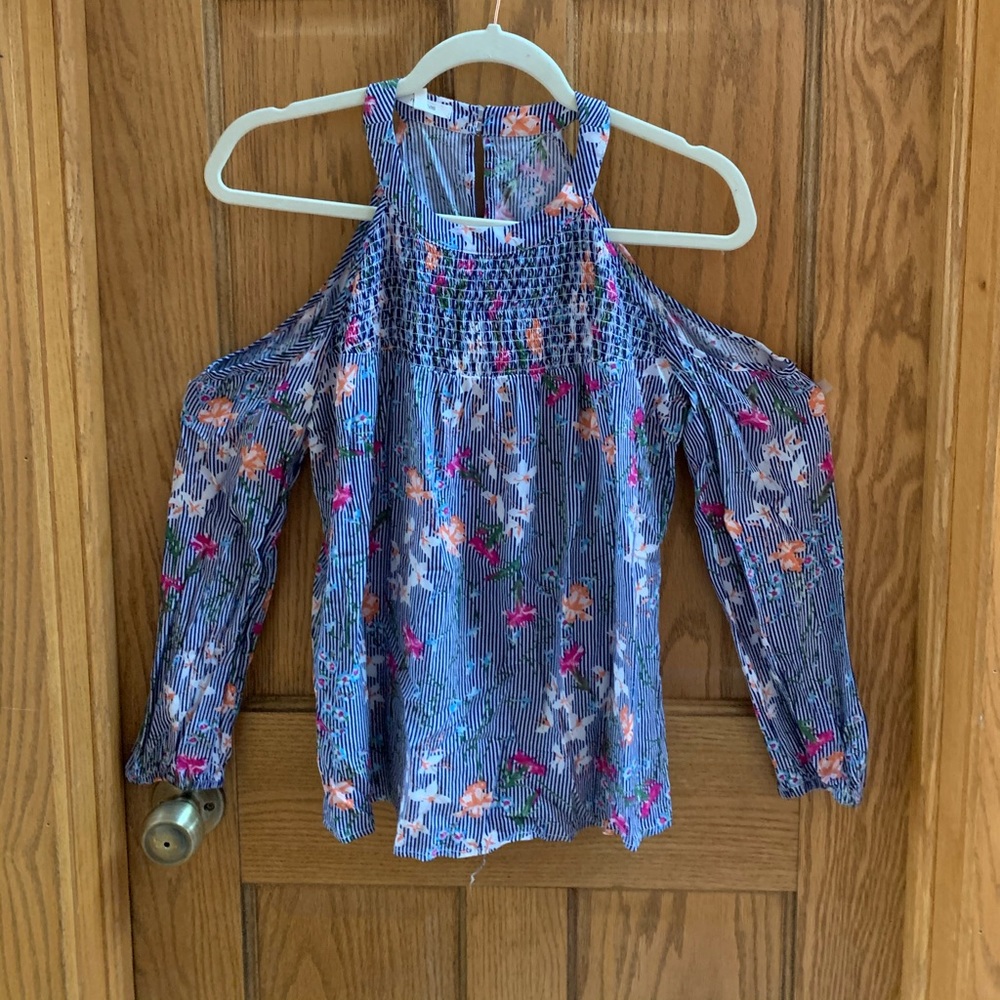 Strip and floral print top